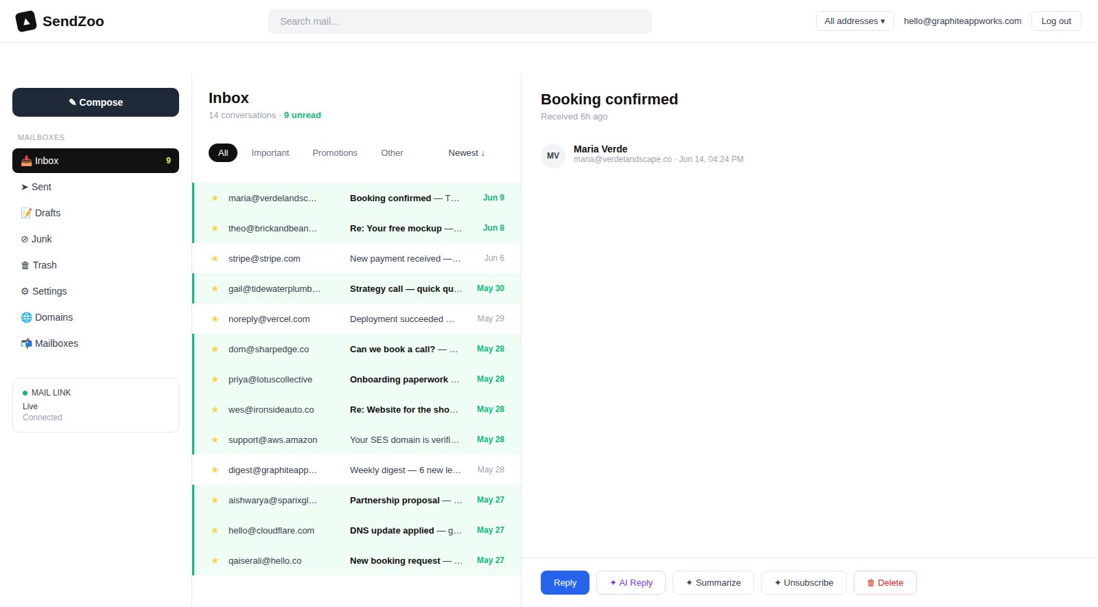 SendZoo — email SaaS